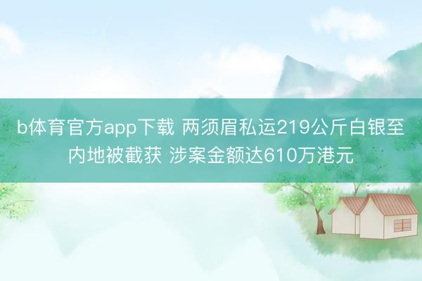 b体育官方app下载 两须眉私运219公斤白银至内地被截获 涉案金额达610万港元
