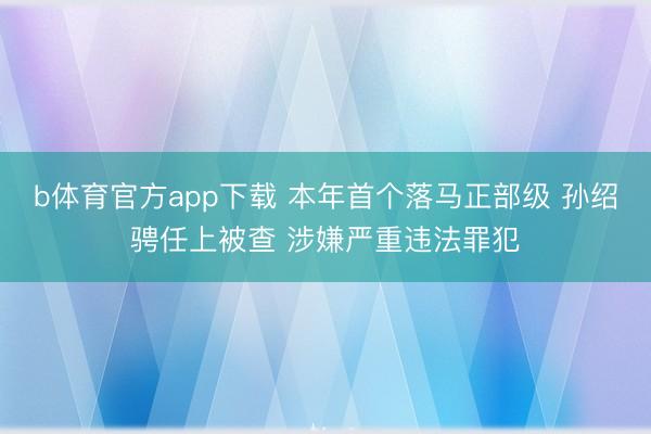 b体育官方app下载 本年首个落马正部级 孙绍骋任上被查 涉嫌严重违法罪犯