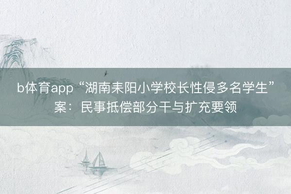 b体育app “湖南耒阳小学校长性侵多名学生”案：民事抵偿部分干与扩充要领