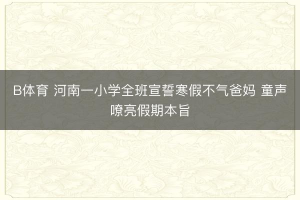 B体育 河南一小学全班宣誓寒假不气爸妈 童声嘹亮假期本旨
