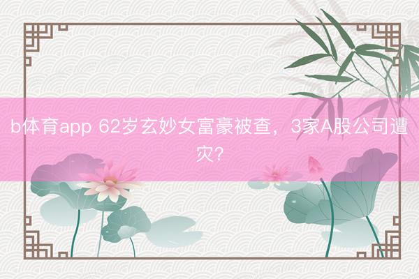 b体育app 62岁玄妙女富豪被查，3家A股公司遭灾？