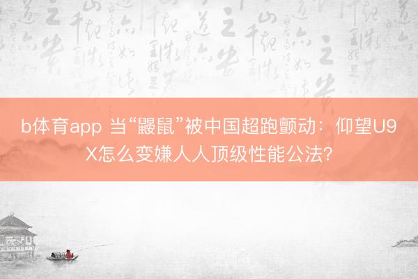 b体育app 当“鼹鼠”被中国超跑颤动：仰望U9X怎么变嫌人人顶级性能公法？