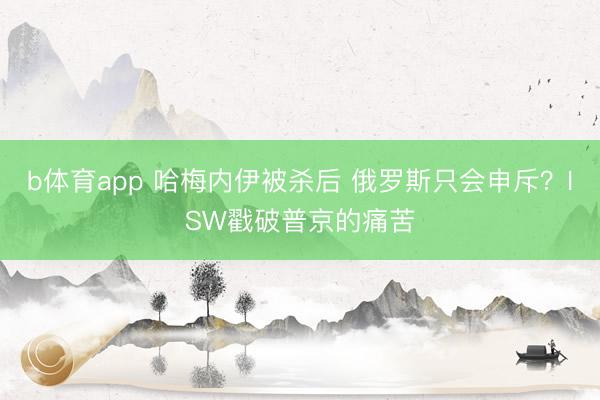 b体育app 哈梅内伊被杀后 俄罗斯只会申斥？ISW戳破普京的痛苦