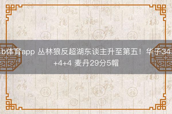 b体育app 丛林狼反超湖东谈主升至第五！华子34+4+4 麦丹29分5帽