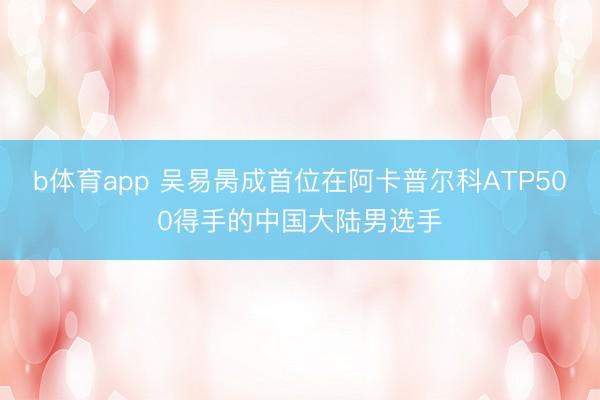 b体育app 吴易昺成首位在阿卡普尔科ATP500得手的中国大陆男选手