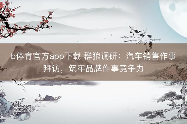 b体育官方app下载 群狼调研：汽车销售作事拜访，筑牢品牌作事竞争力