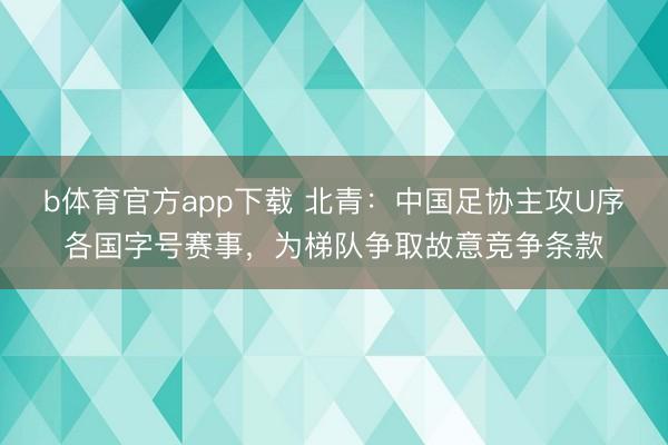 b体育官方app下载 北青：中国足协主攻U序各国字号赛事，为梯队争取故意竞争条款