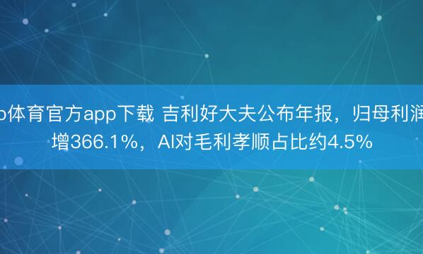 b体育官方app下载 吉利好大夫公布年报，归母利润增366.1%，AI对毛利孝顺占比约4.5%