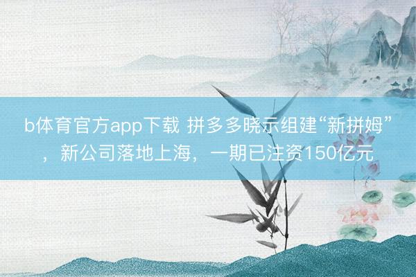 b体育官方app下载 拼多多晓示组建“新拼姆”，新公司落地上海，一期已注资150亿元