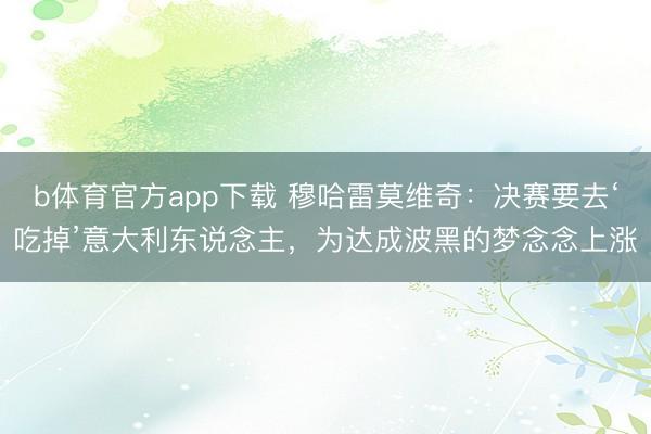 b体育官方app下载 穆哈雷莫维奇：决赛要去‘吃掉’意大利东说念主，为达成波黑的梦念念上涨
