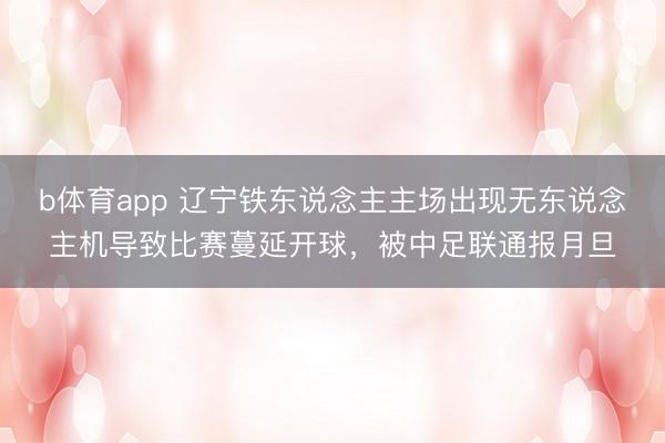 b体育app 辽宁铁东说念主主场出现无东说念主机导致比赛蔓延开球，被中足联通报月旦