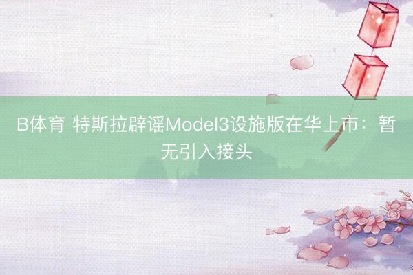 B体育 特斯拉辟谣Model3设施版在华上市：暂无引入接头