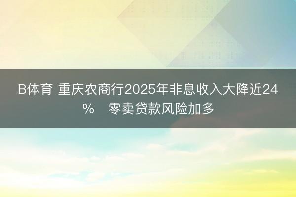 B体育 重庆农商行2025年非息收入大降近24%　零卖贷款风险加多