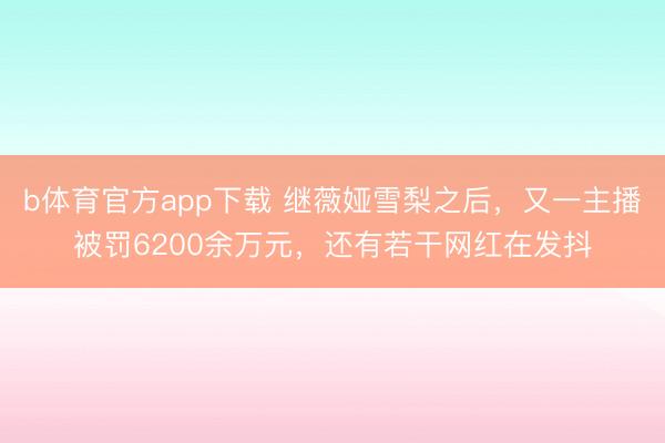 b体育官方app下载 继薇娅雪梨之后,又一主播被罚6200余万元,还有若干网红在发抖
