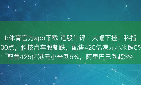 b体育官方app下载 港股午评：大幅下挫！科指跌3.5%，恒指跌超500点，科技汽车股都跌，配售425亿港元小米跌5%，阿里巴巴跌超3%