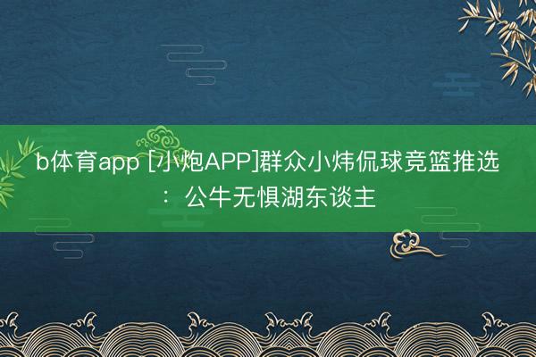 b体育app [小炮APP]群众小炜侃球竞篮推选：公牛无惧湖东谈主