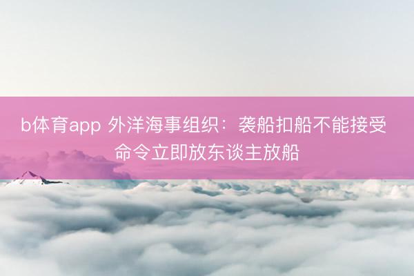 b体育app 外洋海事组织：袭船扣船不能接受 命令立即放东谈主放船