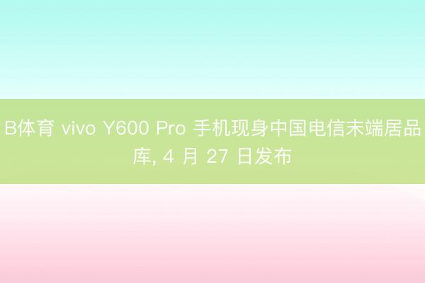 B体育 vivo Y600 Pro 手机现身中国电信末端居品库， 4 月 27 日发布