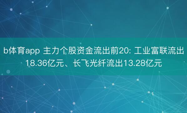 b体育app 主力个股资金流出前20: 工业富联流出18.36亿元、长飞光纤流出13.28亿元
