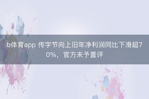 b体育app 传字节向上旧年净利润同比下滑超70%，官方未予置评