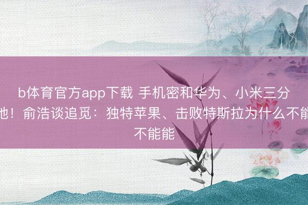 b体育官方app下载 手机密和华为、小米三分天地！俞浩谈追觅：独特苹果、击败特斯拉为什么不能能