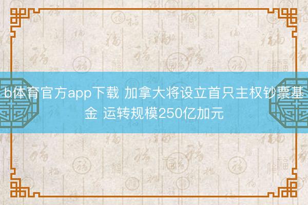 b体育官方app下载 加拿大将设立首只主权钞票基金 运转规模250亿加元