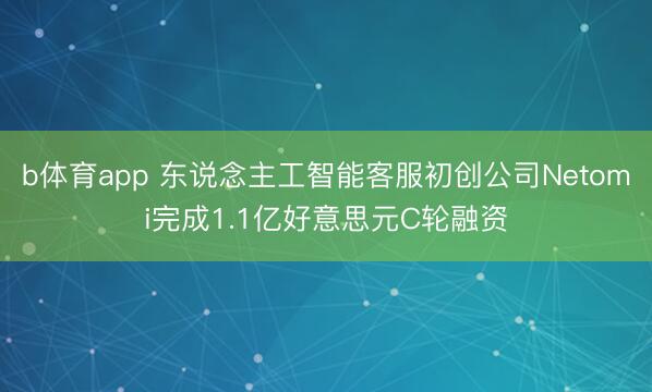 b体育app 东说念主工智能客服初创公司Netomi完成1.1亿好意思元C轮融资